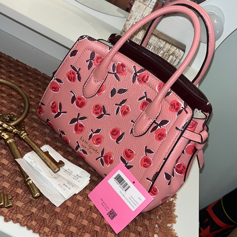 Kate Spade Serene Ditsy Rose Printed Bag Handbag Purse Pink Flowers